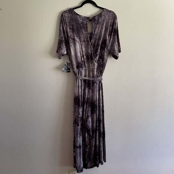 Torrid Sz 1X Soft Purple Tie Dye Belted Cropped Super Soft Culotte Jumpsuit NWT - Picture 13 of 16